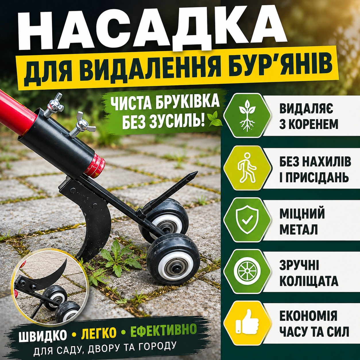 Металева насадка для видалення бур'янів на білому фоні